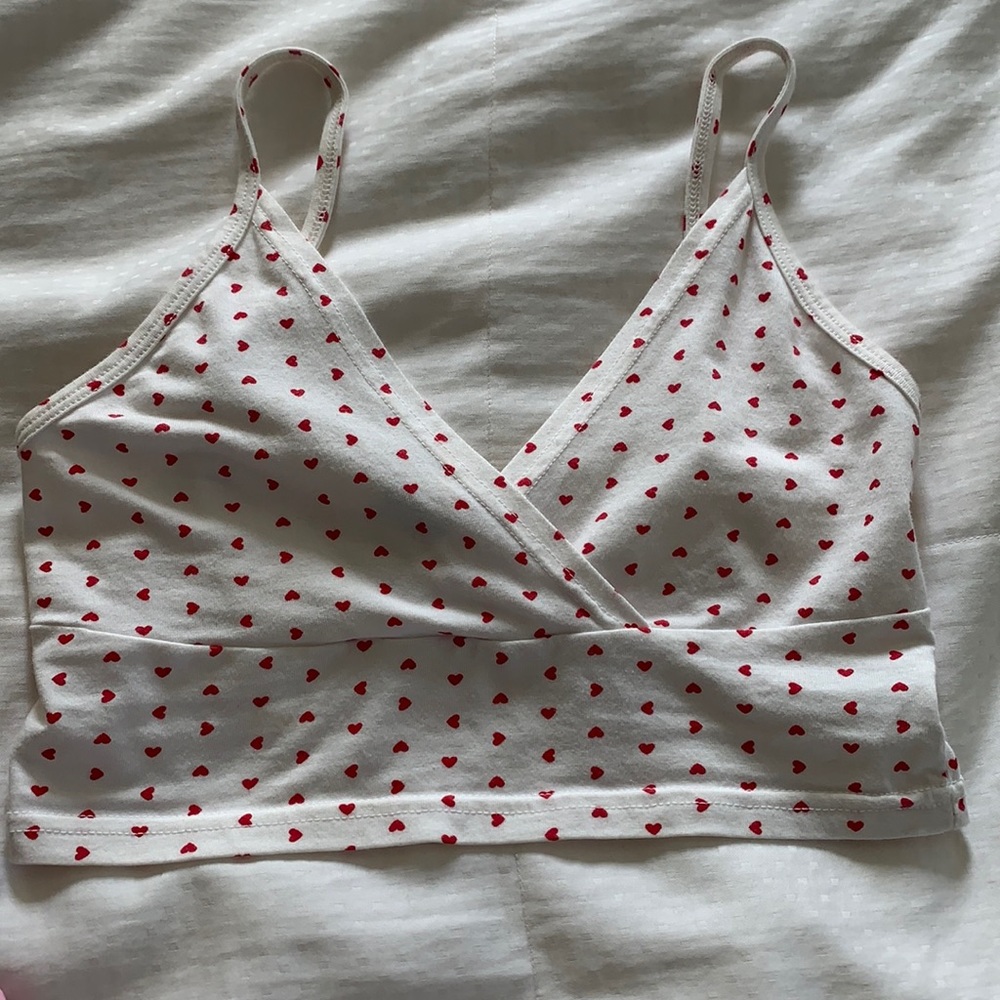 Brandy Melville Red Hearts Amara Tank Top